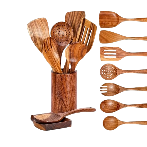 Premium Wooden Culinary Utensils (9 Piece Set)
